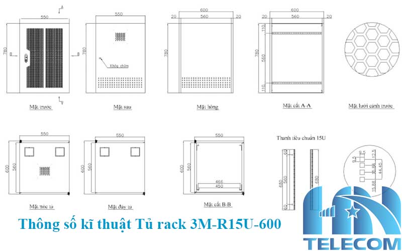 Tủ rack 3M-R15U-600 thông số