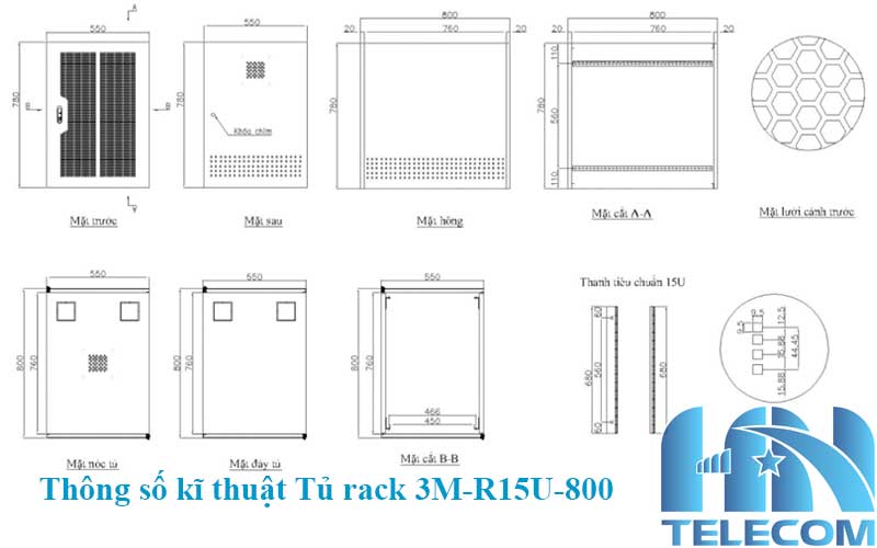 thông số Tủ rack 3M-R15U-600