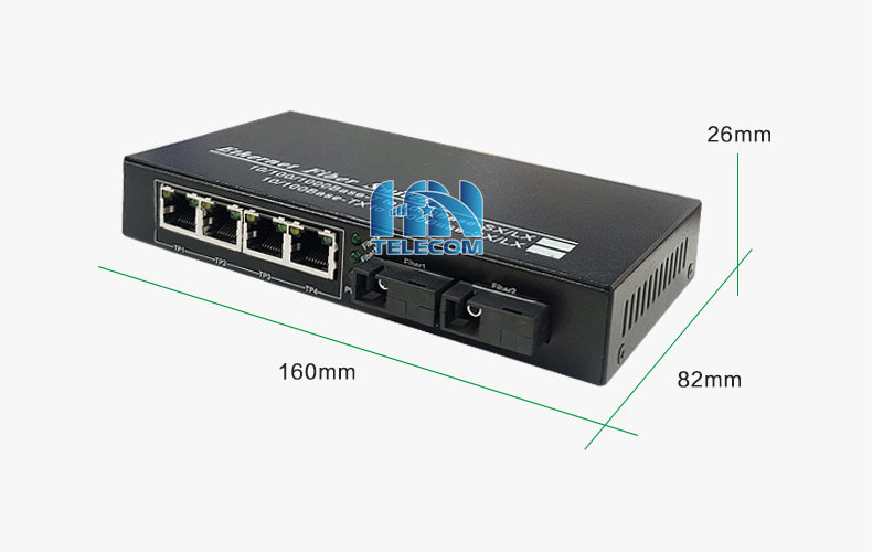 Kích thước switch quang POE 4 port