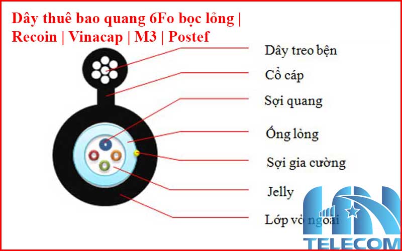 Cấu trúc Dây thuê bao quang 6Fo bọc lỏng