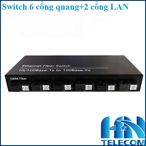 Switch 6 cổng quang 2 cổng LAN tốc độ 100M