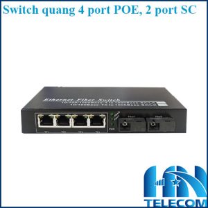 Switch quang POE 4 port 1000mbps 2 cổng quang sc