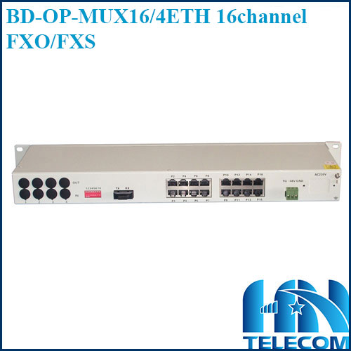 Bộ chuyển đổi quang sang thoại 16 kênh BD-OP-MUX16-4ETH