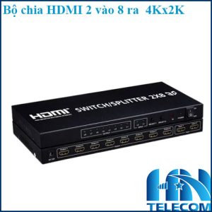 Bộ chia HDMI 2 vào 8 ra 4K