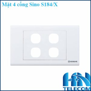 Mặt 4 cổng Sino S184/X hình chữ nhật, wallplate 4 cổng