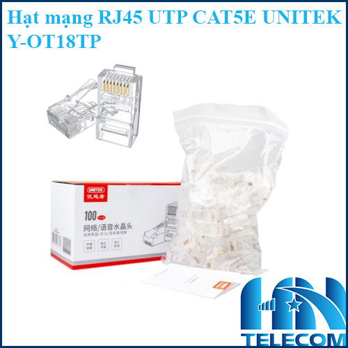 Hạt mạng UTP RJ45 CAT5E UNITEK Y-OT18TP-Đầu mạng RJ45